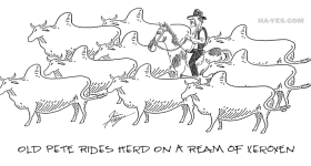 Old pete rides herd on a ream of xeroxen