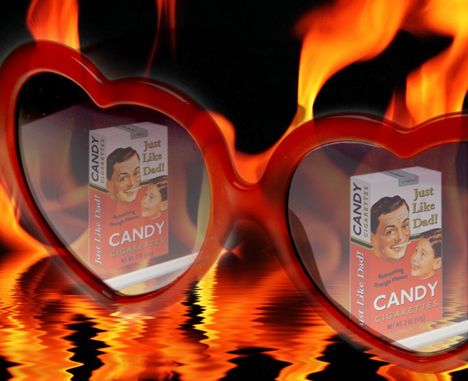 music candy cigarettes heart glasses fire